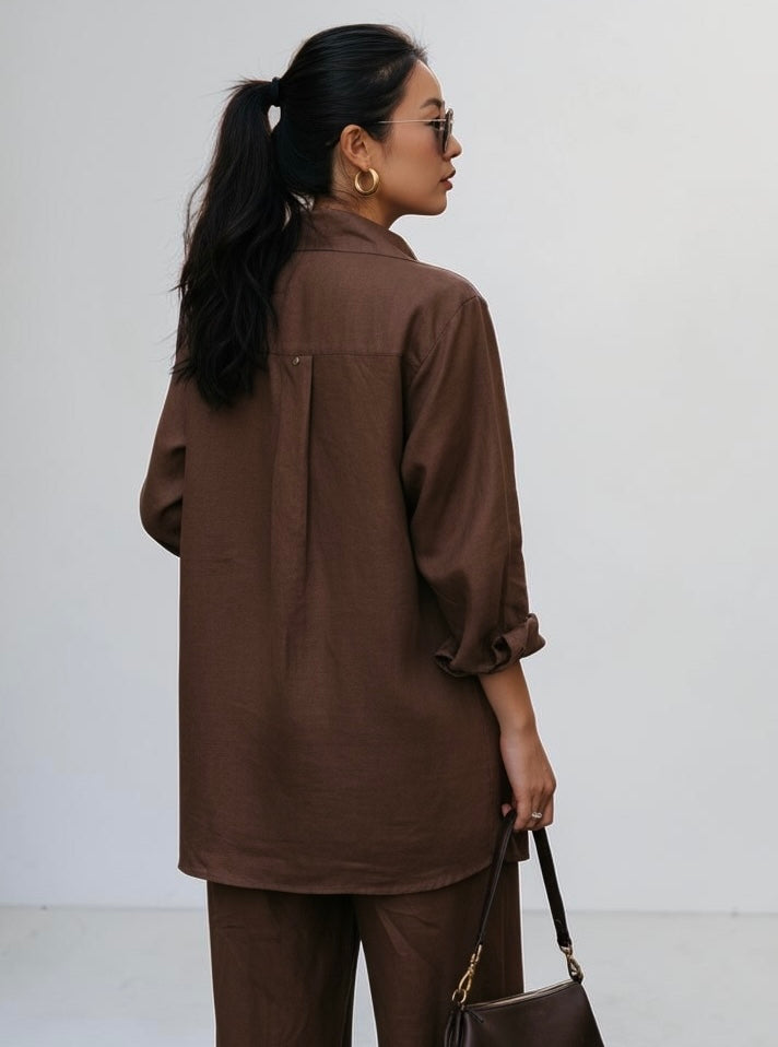 CAMISA DE LINHO & ALGODÃO CAFÉ