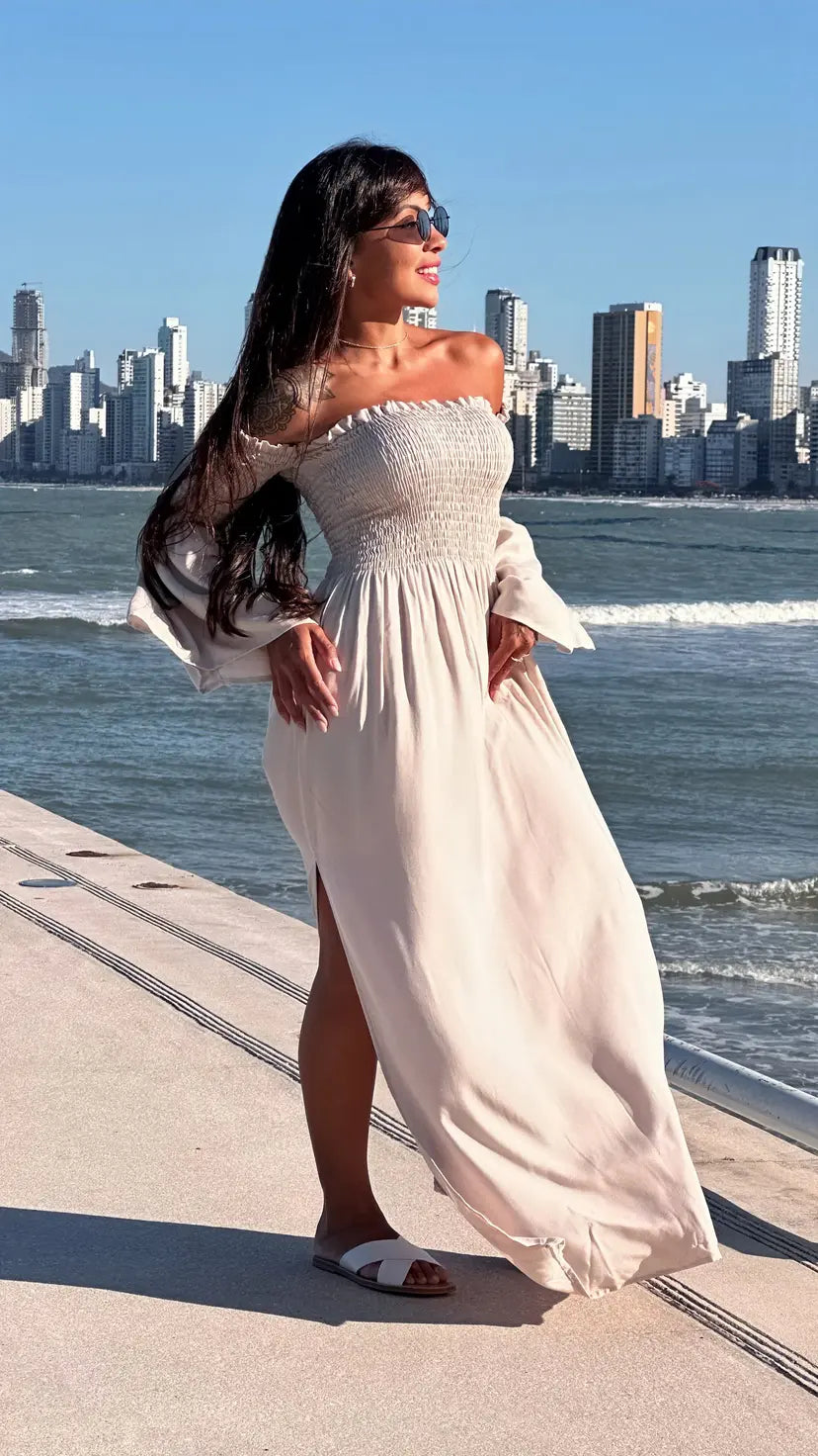 VESTIDO ATHENA AREIA