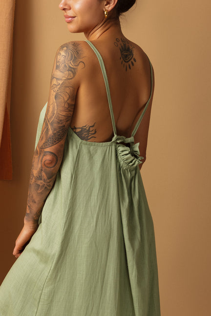 VESTIDO DE LINHO ÂMBAR HORTELÃ