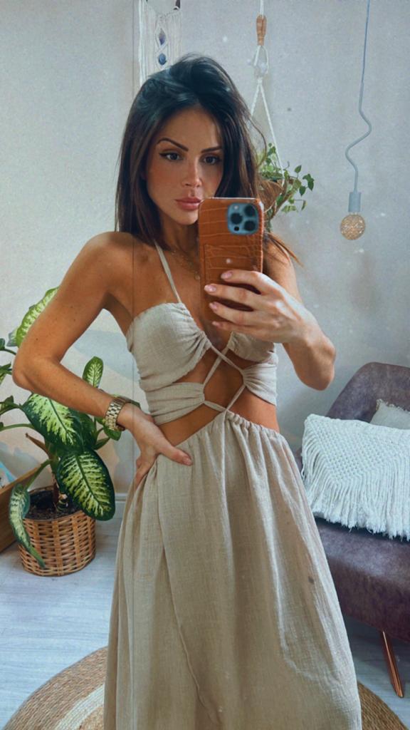 VESTIDO AMETISTA AREIA