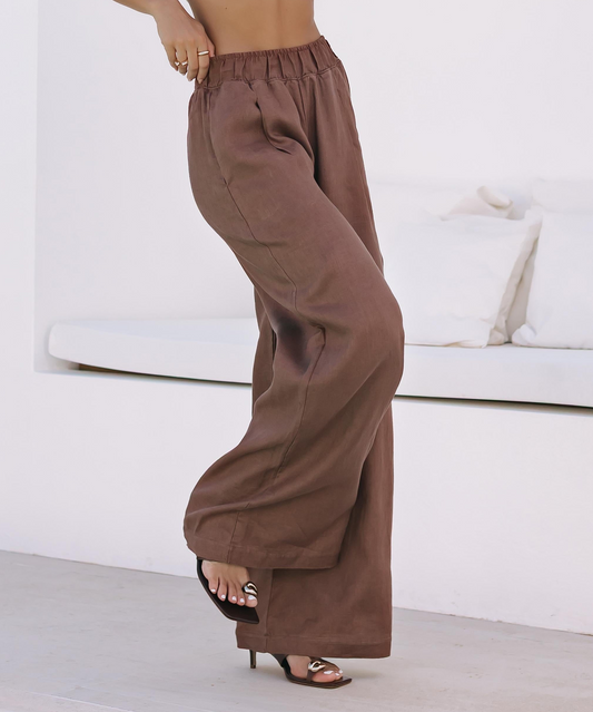 CALÇA DE LINHO CAFÉ