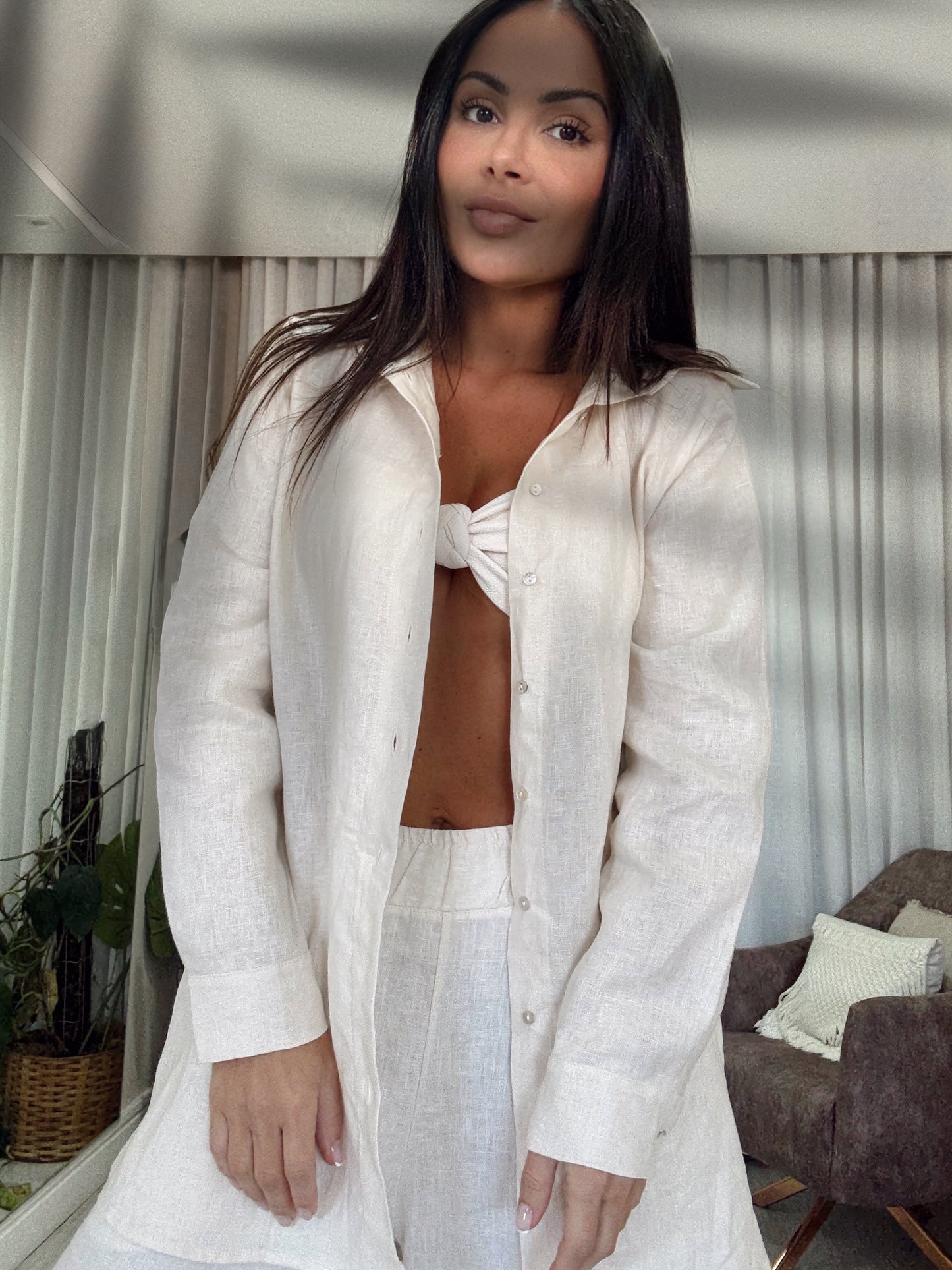 CAMISA DE LINHO CRISTAL NATURAL