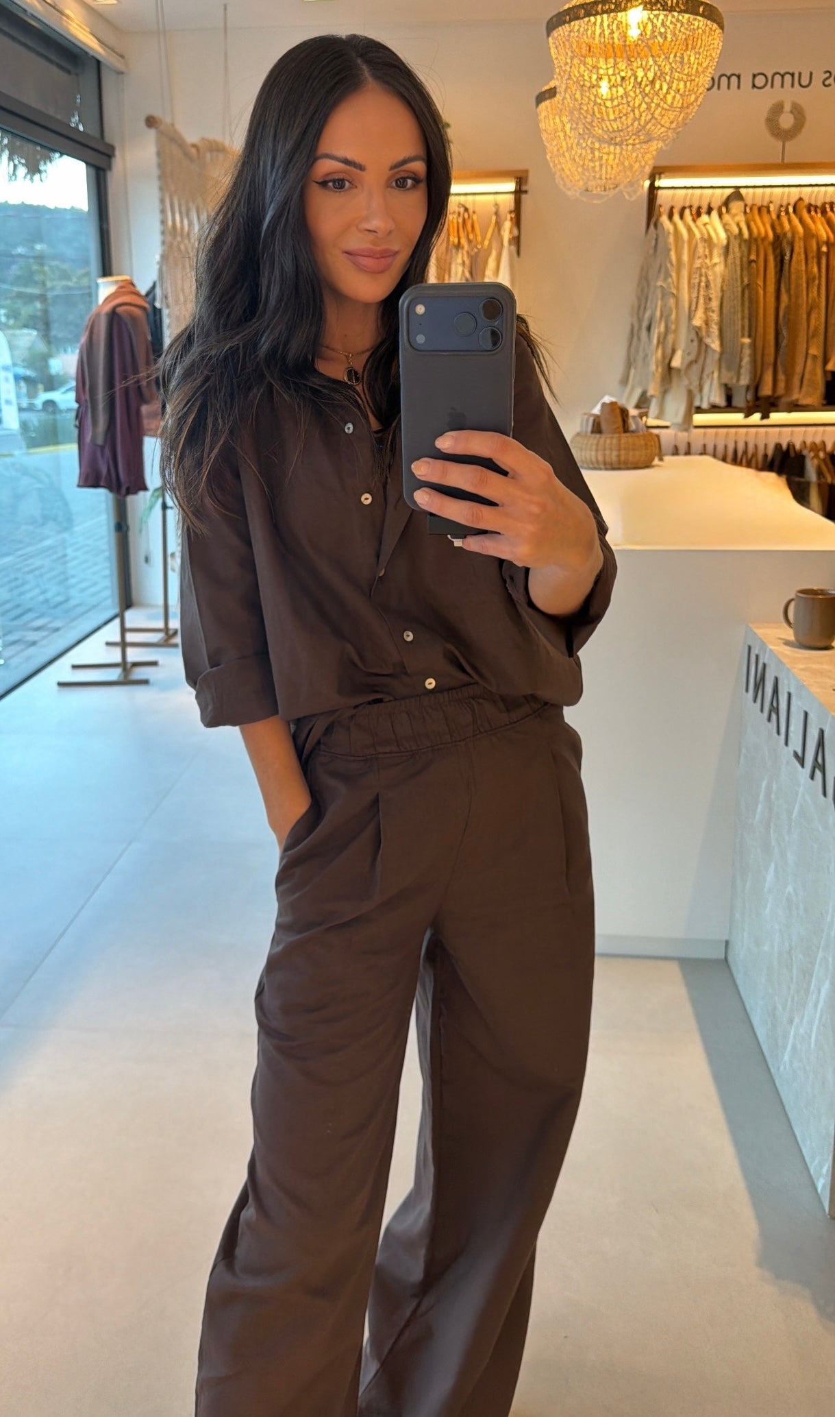 CAMISA DE LINHO & ALGODÃO CAFÉ