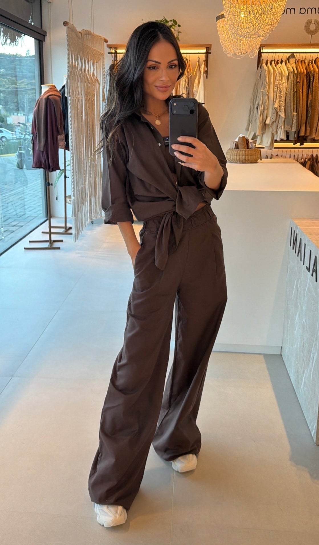 CAMISA DE LINHO & ALGODÃO CAFÉ