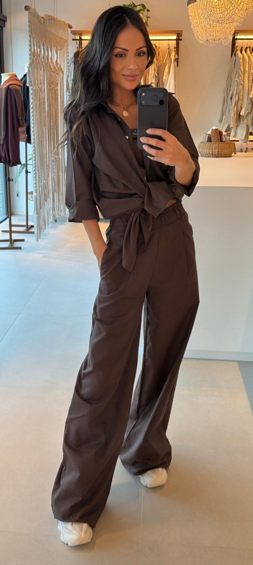 CALÇA DE LINHO & ALGODÃO CAFÉ