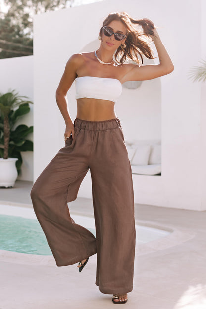 CALÇA DE LINHO CAFÉ