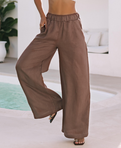 CALÇA DE LINHO CAFÉ